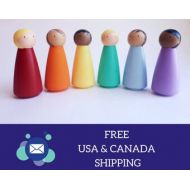 LittleForestKids Rainbow Peg Dolls, FREE US SHIPPING, Peg Doll, Peg dolls, Peg People, Wooden Toys, Montessori Toys, Wooden Dolls, Montessori, Waldorf Toys