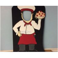 LittleGoobersParty Pasta Party Outdoor Photo Op, Restaurant Menu Board, Chef Standee Stand-in, Head in Hole Photo Booth, Outdoor yard art