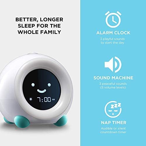  [아마존베스트]LittleHippo Mella Ready to Rise Childrens Trainer, Alarm Clock, Night Light Sleep Sounds Machine (Arctic Blue), Standard