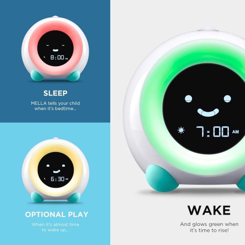  [아마존베스트]LittleHippo Mella Ready to Rise Childrens Trainer, Alarm Clock, Night Light Sleep Sounds Machine (Arctic Blue), Standard