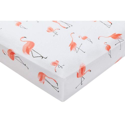  LittleJump Flamingo Crib Sheet - Jersey Cotton Crib Mattress for Toddler Bed, Baby Sheets for Crib Toddler Bed Sheets Girl Crib Sets for Girls (Flamingo)