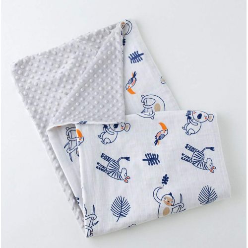  LittleJump Oversized 56x 44 Muslin Toddler Blanket with Soft Minky Dotted Backing, Unisex Baby Blanket for Boys and Girls. (Grey)