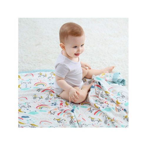  LittleJump Unicorn Print Baby Blanket - Unisex Bamboo Toddler Blanket for Boys and Girls - Oversized 47 x...