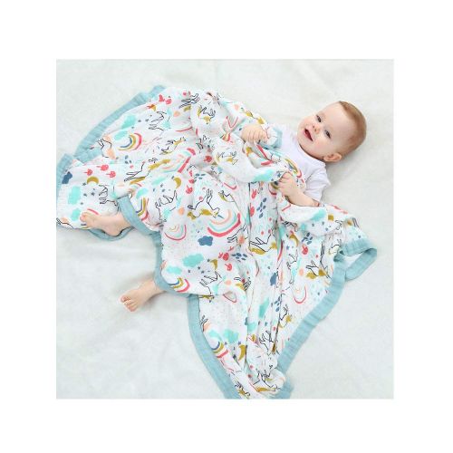  LittleJump Unicorn Print Baby Blanket - Unisex Bamboo Toddler Blanket for Boys and Girls - Oversized 47 x...