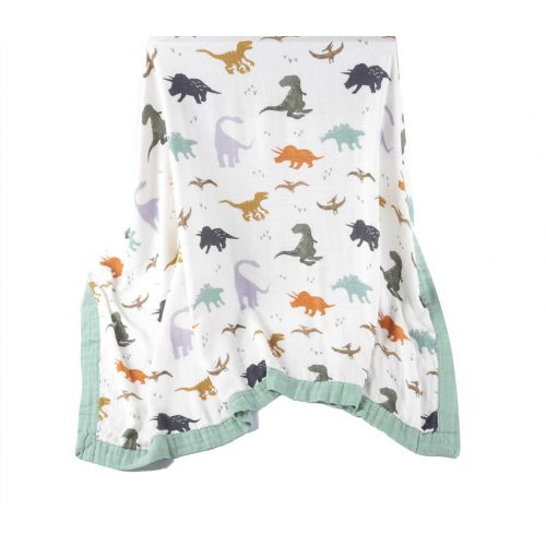  LittleJump Dinosaur Muslin Stroller Blanket - Bamboo Summer Blanket for Toddler - Oversized 47 x 47 - 2 Layers...