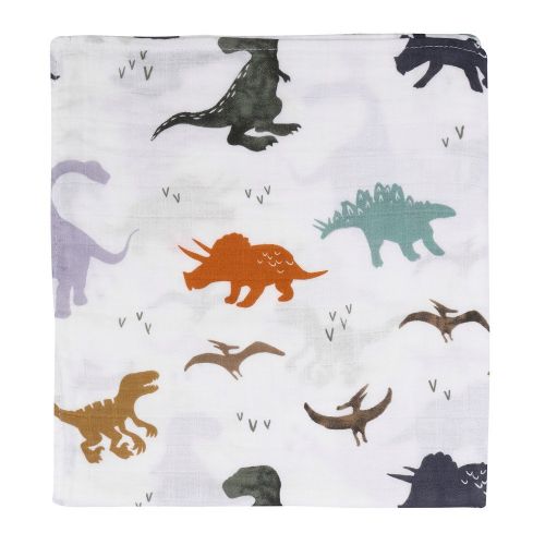  LittleJump Dinosaur Muslin Stroller Blanket - Bamboo Summer Blanket for Toddler - Oversized 47 x 47 - 2 Layers...