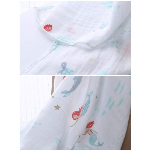  LittleJump Bamboo Muslin Swaddle Blankets - 2 Pack Mermaid & Narwhal - Softest Baby Receiving Blankets...