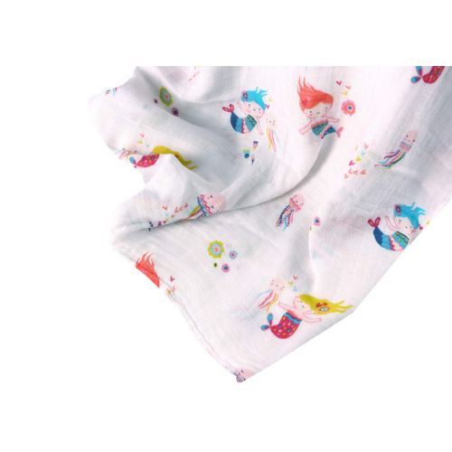  LittleJump Bamboo Muslin Swaddle Blankets - 2 Pack Mermaid & Narwhal - Softest Baby Receiving Blankets...