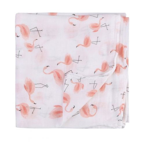  LittleJump Bamboo Muslin Swaddle Blankets - 2 PackFloral & Flamingo Print Baby Swaddle Wrap for Girl...