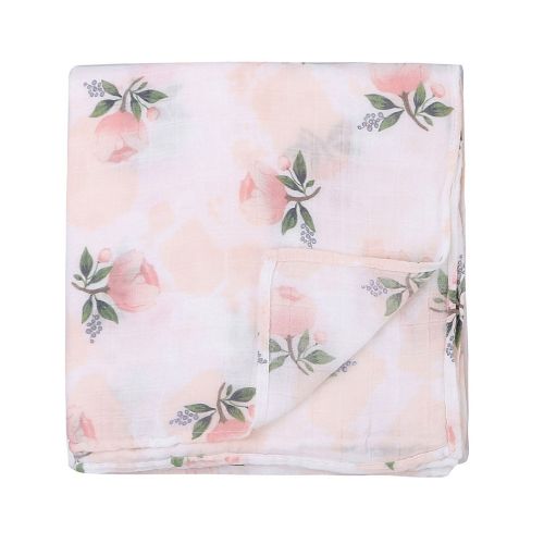  LittleJump Bamboo Muslin Swaddle Blankets - 2 PackFloral & Flamingo Print Baby Swaddle Wrap for Girl...