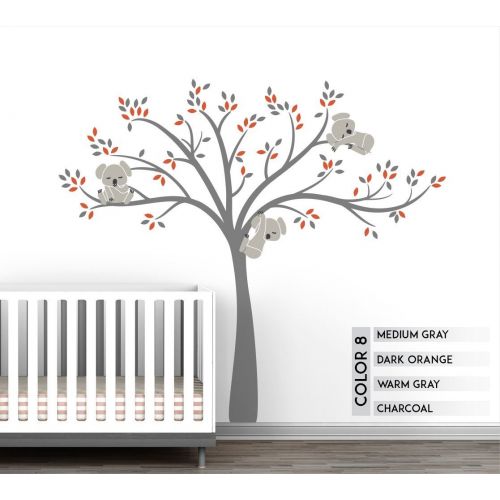  LittleLion Studio Modern Koala Cuteness Tree Wall Decal for Baby Nursery Decor - Natural Gender Neutral Color Collection