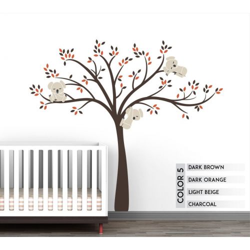  LittleLion Studio Modern Koala Cuteness Tree Wall Decal for Baby Nursery Decor - Natural Gender Neutral Color Collection