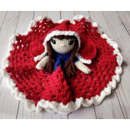 LittleLoveyCrochet Little Red Riding Hood Lovey Security Blanket | Fairy Tale Doll | Doll Blanket | Crochet Doll | Lovey Blanket