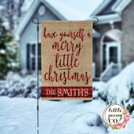LittlePeonyCo Personalized Christmas Garden Flag - Have Yourself a Merry Little Christmas - Buffalo Check Buffalo Plaid Print Christmas Garden Flag