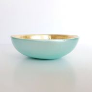 /LittleWisteriaArt Mint green trinket dish, ring dish, Mint and gold, bridesmaid gift, jewellery dish, gifts for her, wedding gift, wedding present,