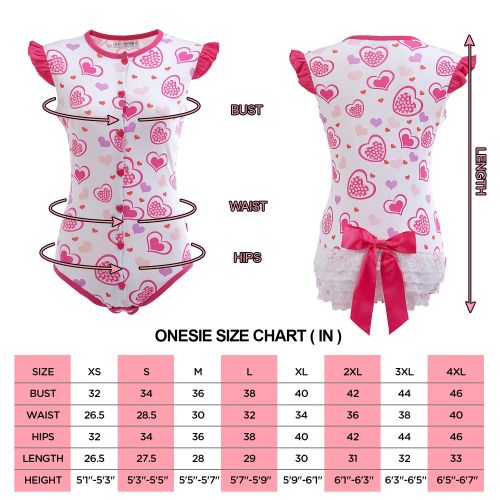  Littleforbig Adult Baby Diaper Lover Button Crotch Romper Onesie -Princess Hearts