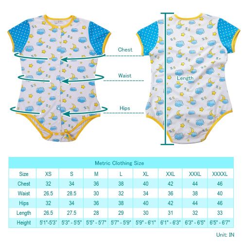  Littleforbig Adult Baby Onesie Diaper Lover (ABDL) Button Crotch Romper Onesie Pajamas-Sleepytime Pattern
