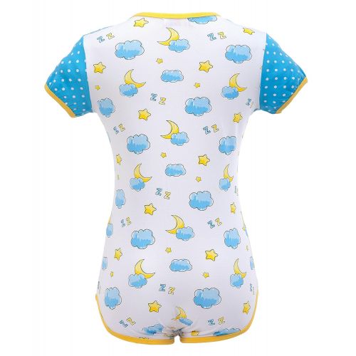  Littleforbig Adult Baby Onesie Diaper Lover (ABDL) Button Crotch Romper Onesie Pajamas-Sleepytime Pattern