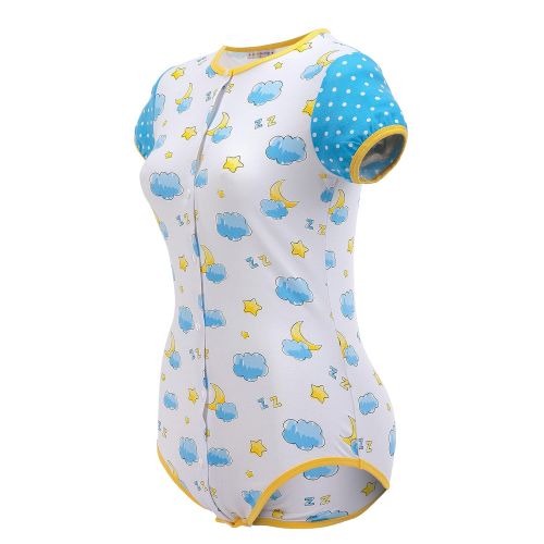  Littleforbig Adult Baby Onesie Diaper Lover (ABDL) Button Crotch Romper Onesie Pajamas-Sleepytime Pattern