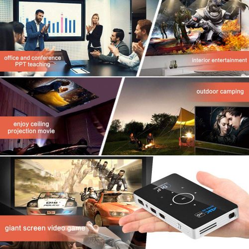  Littleice Portable Smart Mini Projector Support 4K 1080P UHD HDMI USB TF Card for Home CinemaTVLaptop for iPhone Andriod Smartphone