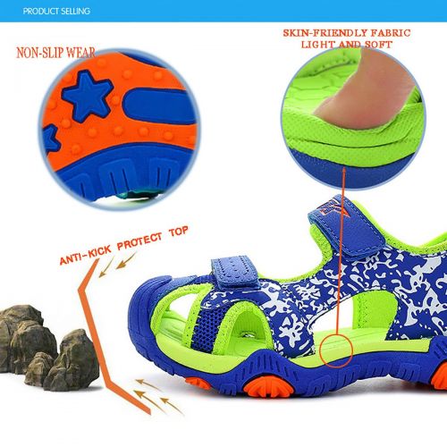  Littleplum Kids Sandals Closed-Toe Outdoor Sport Sandals Summer Breathable Mesh Water Sandals for Boys Girls(Toddler/Little Kid/Big Kid)