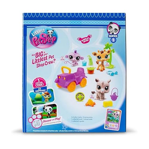  Littlest Pet Shop, Safari Play Pack - Gen 7, Pets #53,#54, #55, Authentic LPS Bobble Head Figure, Collectible Imagination Toy Animal, Kidults, Girls, Boys, Kids, Tweens Ages 4+