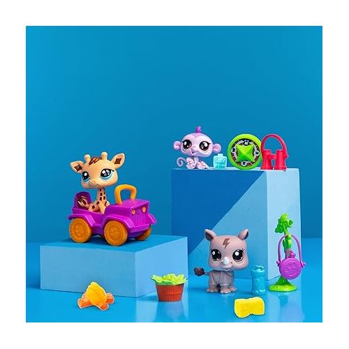  Littlest Pet Shop, Safari Play Pack - Gen 7, Pets #53,#54, #55, Authentic LPS Bobble Head Figure, Collectible Imagination Toy Animal, Kidults, Girls, Boys, Kids, Tweens Ages 4+