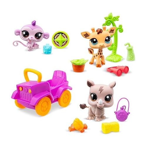  Littlest Pet Shop, Safari Play Pack - Gen 7, Pets #53,#54, #55, Authentic LPS Bobble Head Figure, Collectible Imagination Toy Animal, Kidults, Girls, Boys, Kids, Tweens Ages 4+