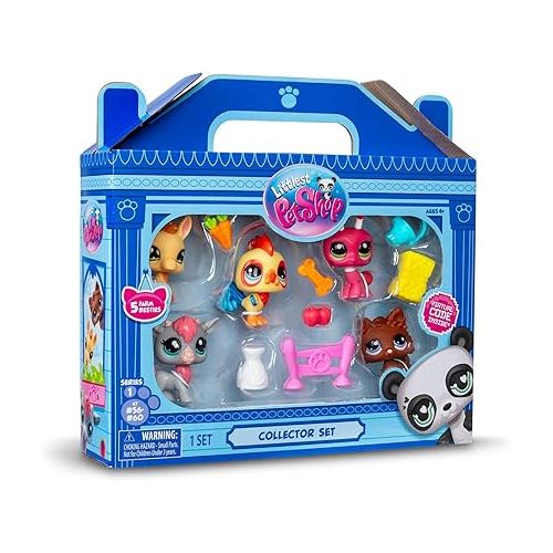  Littlest Pet Shop Farm Besties Collector Set - Gen 7 Bobble Head Pets #56-60, Imagination Toy for Kids 4+