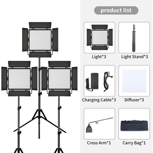  LituFoto P60s Bi-Color Photography LED 3-Light Kit