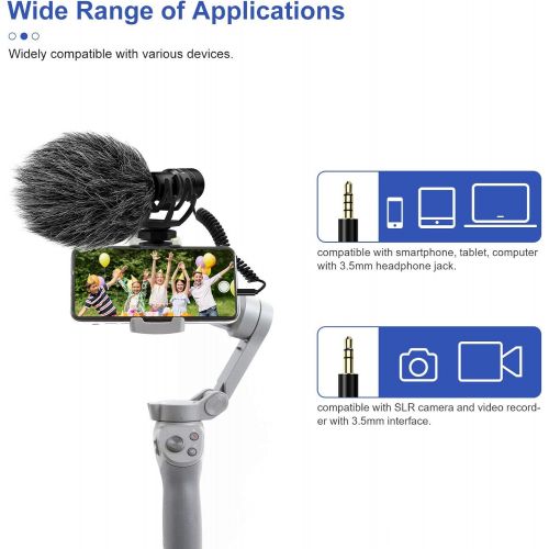  LituFoto VV1 Camera Microphone with Real Time Monitoring Shotgun Mic Compatible with iPhone/Andoid Smartphones, DSLR Cameras Camcorders for Live Streaming Audio Recording (3.5mm TR