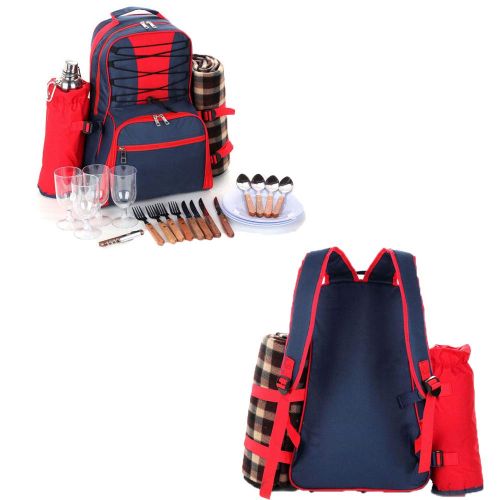  Liubingbing123 liubingbing123 Kitchen Supreme Picnic Backpack | Camping Four-Piece Set | Large Insulated Refrigerator, Waterproof Wool Blanket, Outdoor Multi-Purpose Picnic Backpack