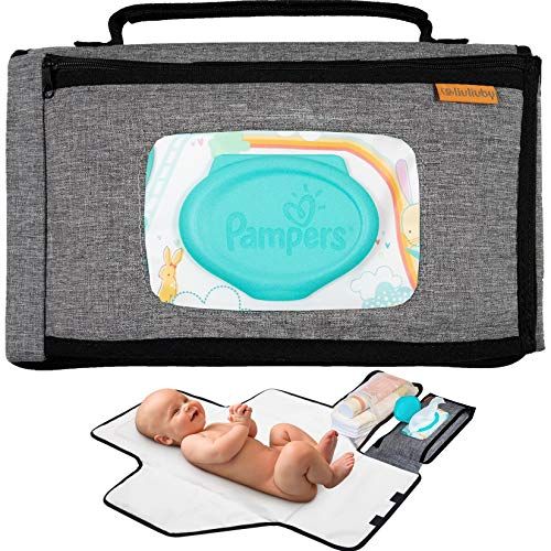  liuliuby Smart Changing Kit - Portable Diaper Changing Pad with Front Wipe Pocket - Extra Large Mat for Baby and Toddler