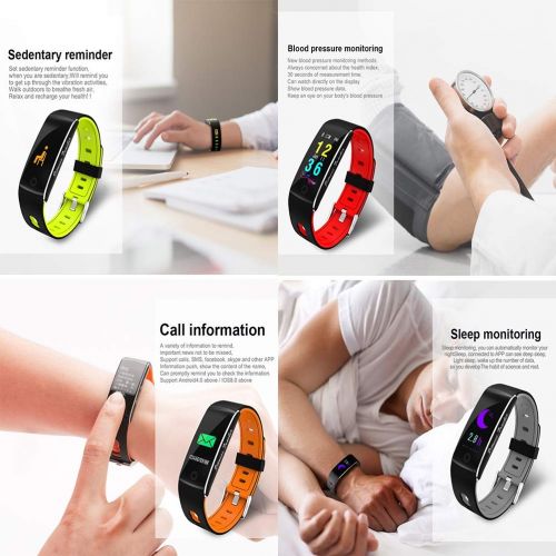  Liuxiong Smart Wristband 80X60dpi Tempered Glass Color Smart Bracelet Heart Rate Blood Pressure Calorie Sports Mode Fitness Tracker Bluetooth Waterproof,Green