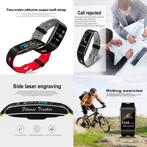  Liuxiong Smart Wristband 80X60dpi Tempered Glass Color Smart Bracelet Heart Rate Blood Pressure Calorie Sports Mode Fitness Tracker Bluetooth Waterproof,Green