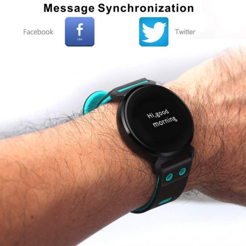  Liuxiong Activity Waterproof IP68 Fitness Trackers, 0.95 OLED Round Touch Smart Watch Heart Rate Blood Pressure Sleep Monitor for Men Women for iOS Android,Blue