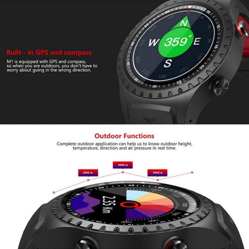  Liuxiong Waterproof Sports Smart Watch Plug-in Card GPS Outdoor Weather Forecast Compass Heart Rate Sleep Monitors Fitness Tracker Bluetooth Compatible with iOS and Android,3