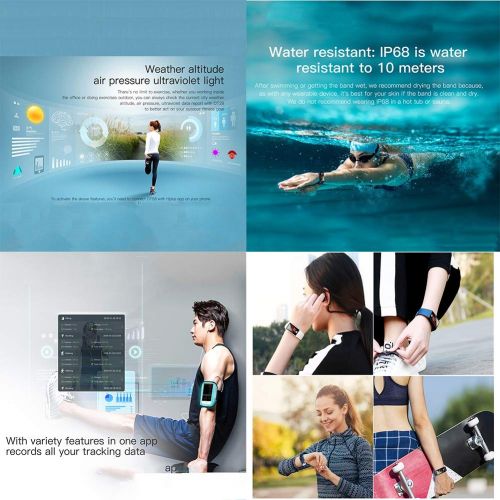  Liuxiong Fitness Tracker 1.14 Color Screen Smart Wristband Blood Pressure Heart Rate ECG Monitoring Sports Waterproof Smart Bracelet Compatible With Android/Ios,Blue