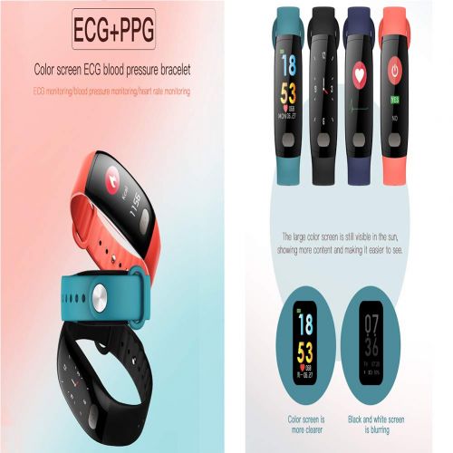  Liuxiong Smart Wristband 0.96 Inch Color Screen Fitness Tracker ECG+PPG Electrocardiogram Heart Rate Blood Pressure Waterproof Smart Bracelet,2