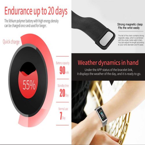  Liuxiong Smart Wristband 0.96 Inch IPS Screen Bluetooth Fitness Tracker Heart Rate Blood Pressure Monitoring Multi-Sports Mode Life Waterproof Smart Bracelet Compatible with Androi