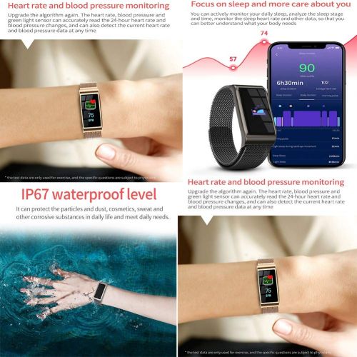  Liuxiong Smart Wristband 0.96 Inch IPS Screen Bluetooth Fitness Tracker Heart Rate Blood Pressure Monitoring Multi-Sports Mode Life Waterproof Smart Bracelet Compatible with Androi