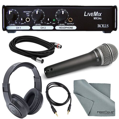  Photo Savings Rolls MX34c LiveMix 2 Channel Microphone Mixer and Supercardioid Handheld Microphone Deluxe Accessory Bundle