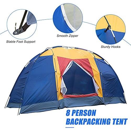  Livebest 8 Person Dome Tent Easy Set Up Family Camping Tent with Portable Bag for Hiking Traveling