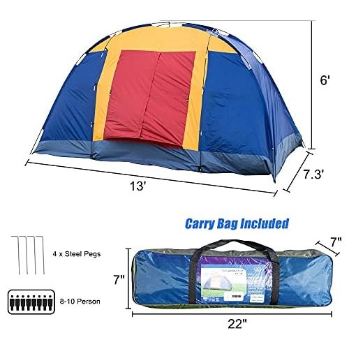  Livebest 8 Person Dome Tent Easy Set Up Family Camping Tent with Portable Bag for Hiking Traveling