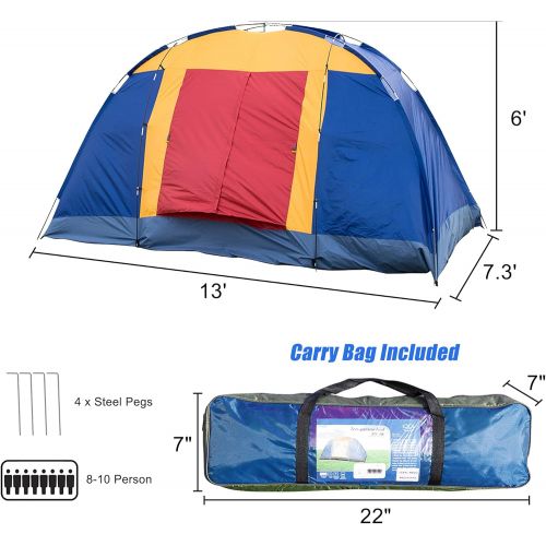  Livebest 8 Person Dome Tent Easy Set Up Family Camping Tent with Portable Bag for Hiking Traveling