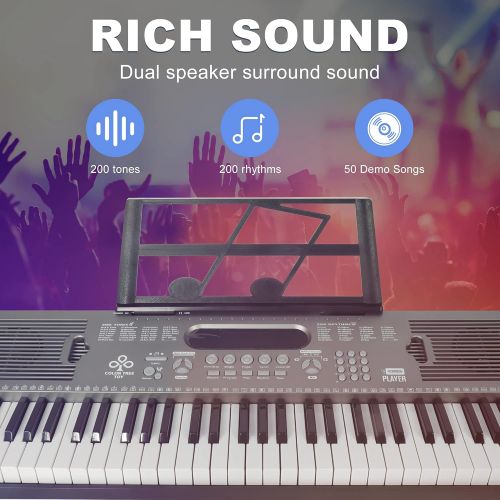  [아마존베스트]Livebest Electronic 61 Key Piano Keyboard Portable Digital Music Piano Instruments Starter with Microphone, Piano Stand, Music Rest and Power Supply for Kids and Adults