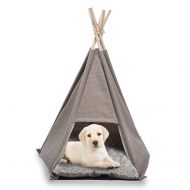 Livebest Pet Teepee Tent Portable Dog Cat Bed House with Cushion and Blackboard White Dot Style