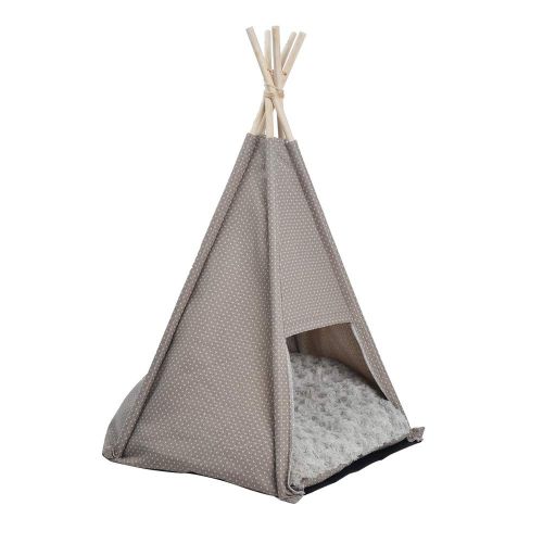  Livebest Pet Teepee Tent Portable Dog Cat Bed House with Cushion and Blackboard White Dot Style