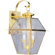 Livex Lighting 2281-02 Outdoor Wall Lantern with Clear Beveled Glass Shades, Polished Brass