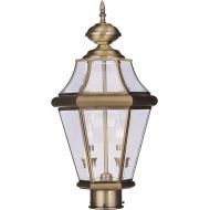 Livex Lighting 2264-01 Georgetown 2-Light Outdoor Post Head, Antique Brass